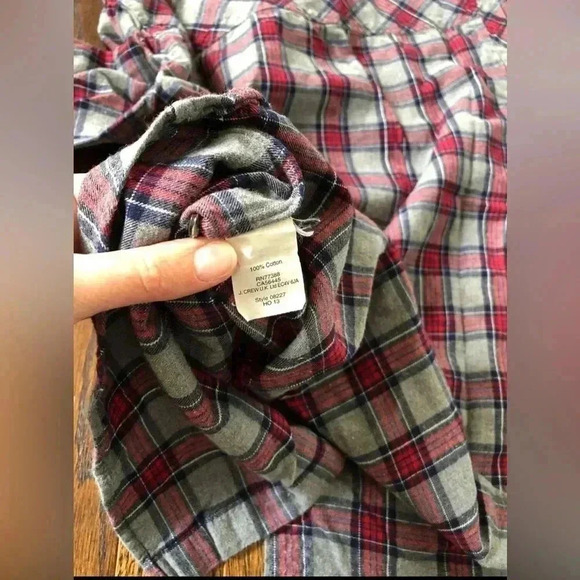 J.Crew Women’s 2 Boy-Fit Gray Tartan Plaid Button-Down Flannel Shirt - VGUC! - Picture 6 of 9